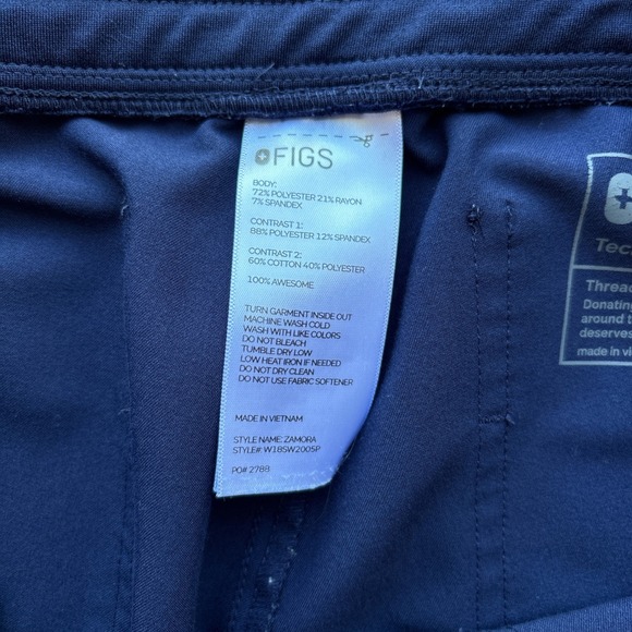 FIGS Zamora Womens Medium Petite Scrub Pants Navy Blue Jogger W18SW2005P - Picture 8 of 11